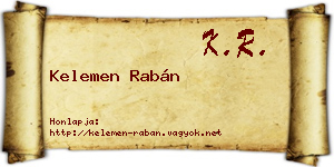 Kelemen Rabán névjegykártya